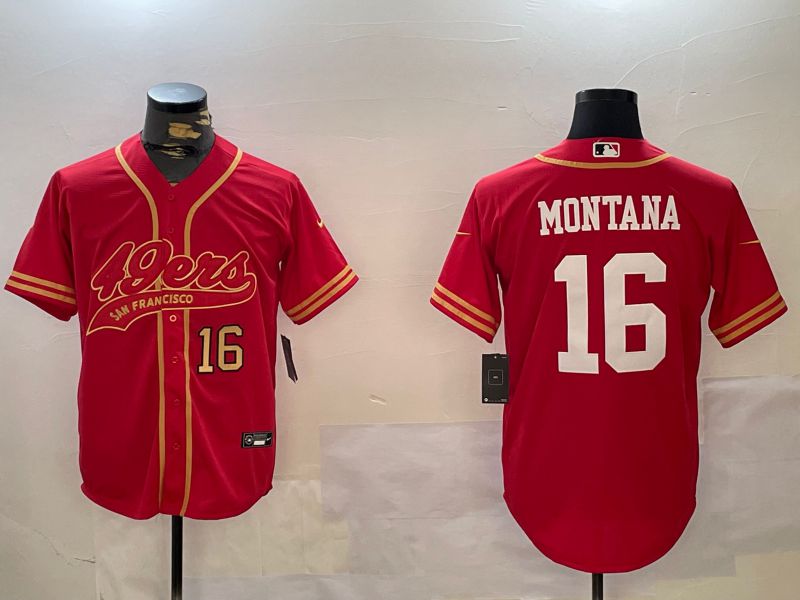 Men San Francisco 49ers #16 Montana Red Joint Name 2024 Nike Limited NFL Jersey style 12094->san francisco 49ers->NFL Jersey